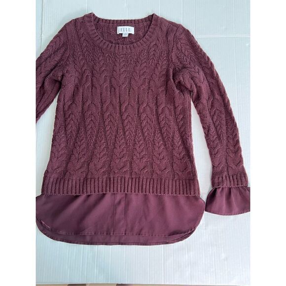 Elle XS cable knit mock layer sweater - Picture 6 of 11